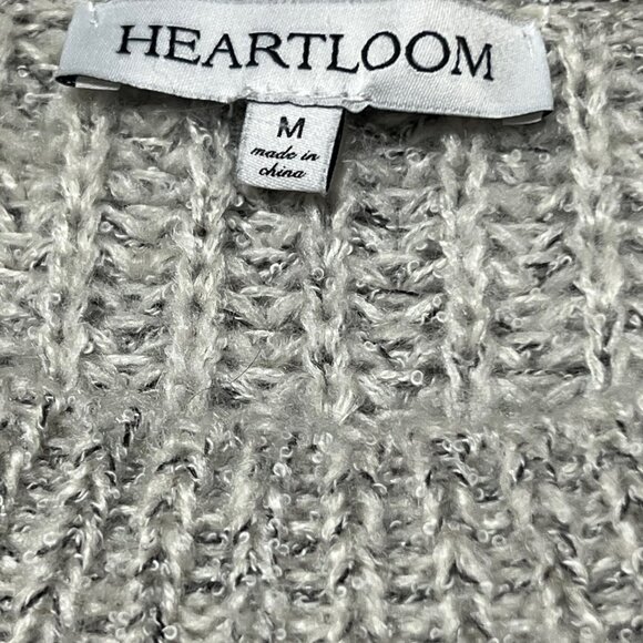 Heartloom Long Sleeve Knit sweater Medium Gray Mauve peach stripe - Picture 10 of 12